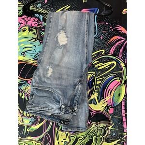 Empyre Recoil Jeans Mens‎ 32x32 Blue Distressed Destroyed Bleached Paint Grunge